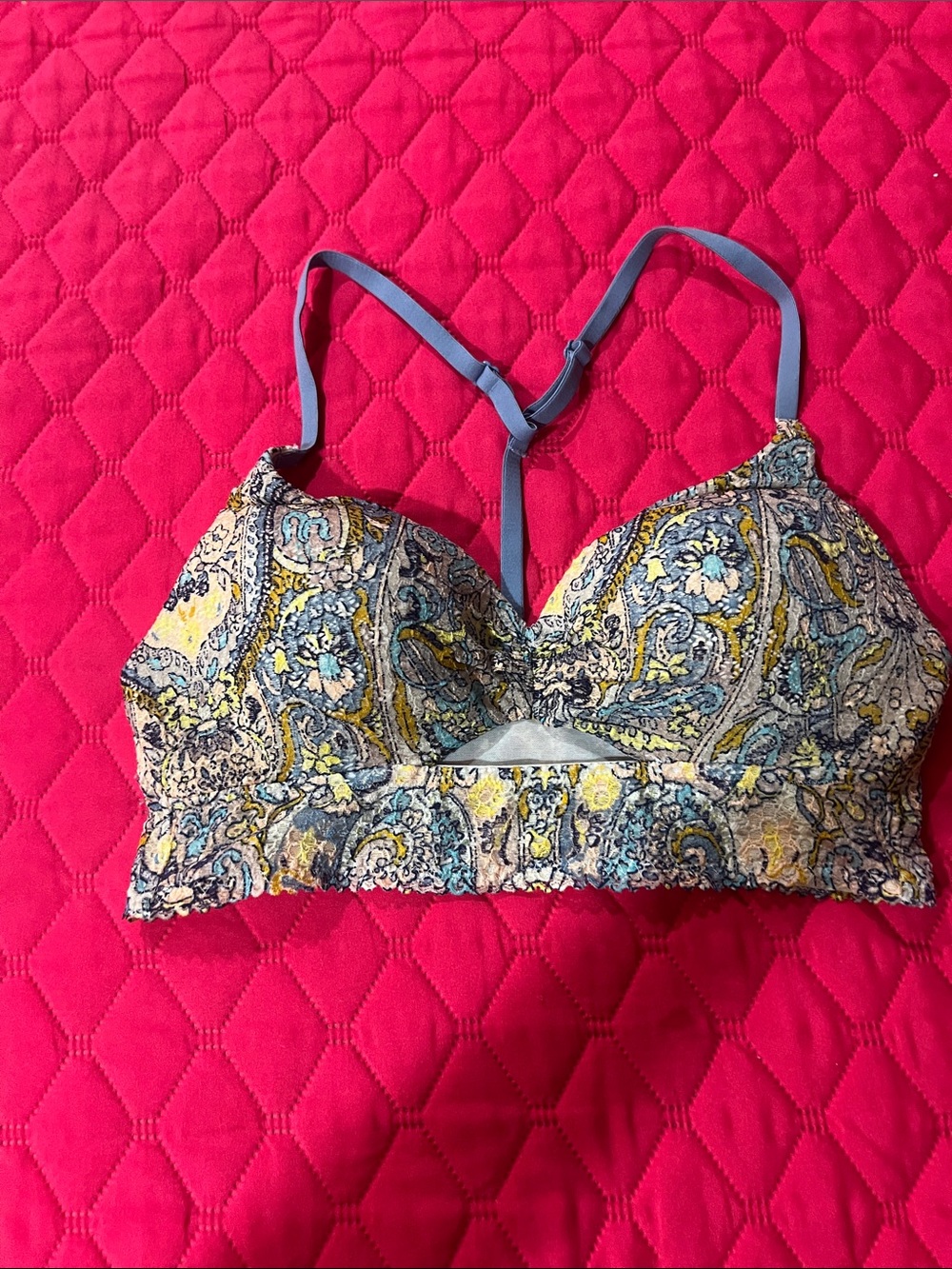 Victoria's Secret Paisley Longline Bralette in Yellow & Blue
